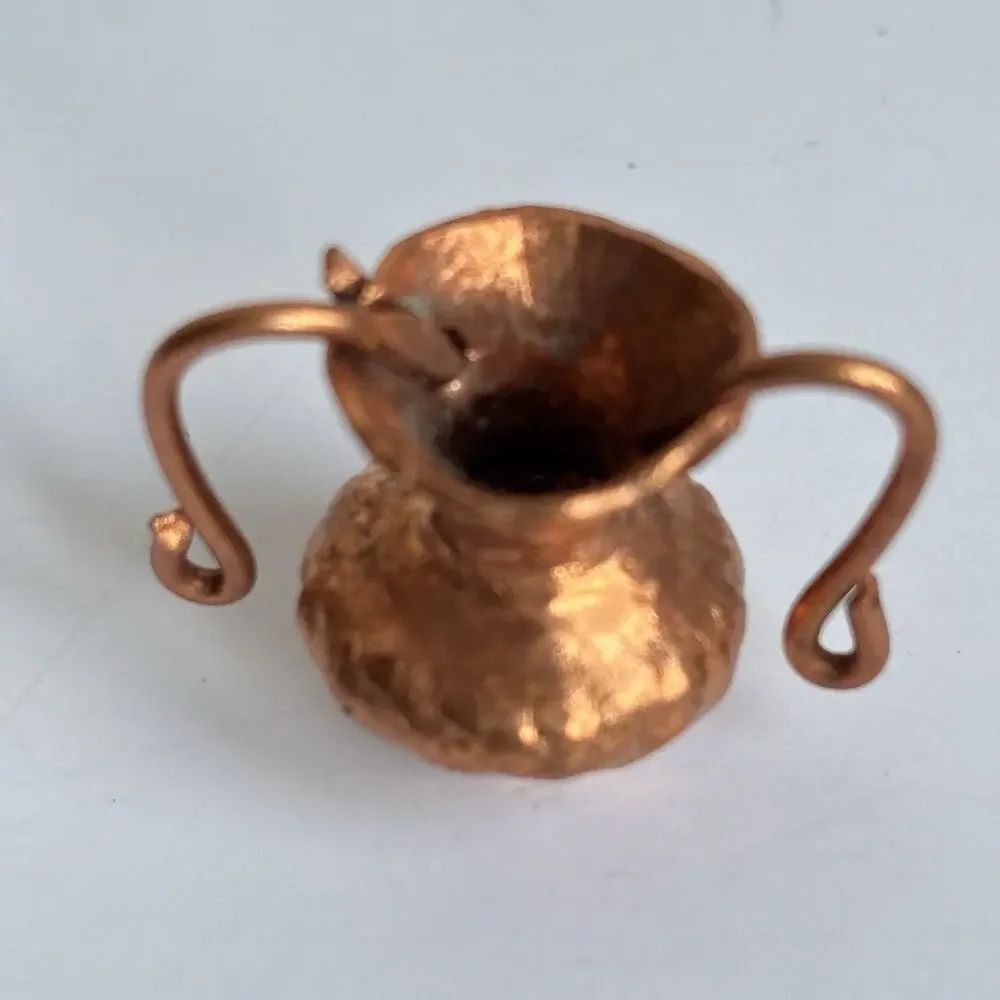 1:12 Dollhouse Miniature Copper Metal Kitchenware Set Lot 7 Pan Pot Pitcher Cups
